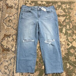 Torrid Blue Boyfriend Jeans with Distressed Details